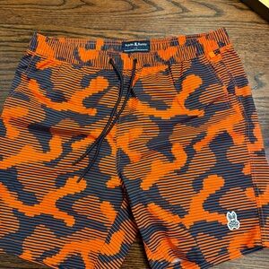 Psycho bunny swimsuit,size Large orange/black